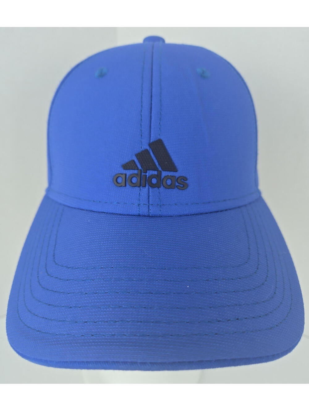 Adidas Climalite Adjustable Medium Blue Hat Cap Adult Black Logo Lightweight